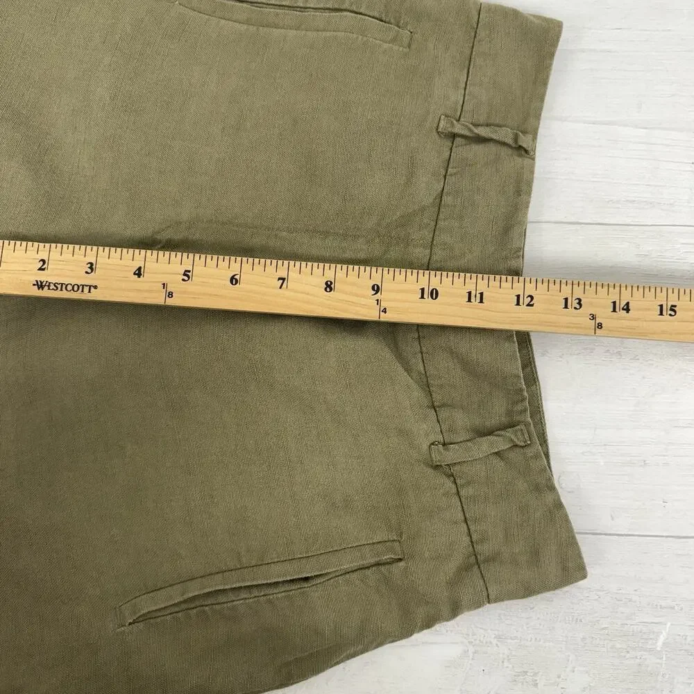 Aritzia Wilfred Trouser Pants Size 6 Olive Green High‎ Rise Linen Lyocell FLAWED